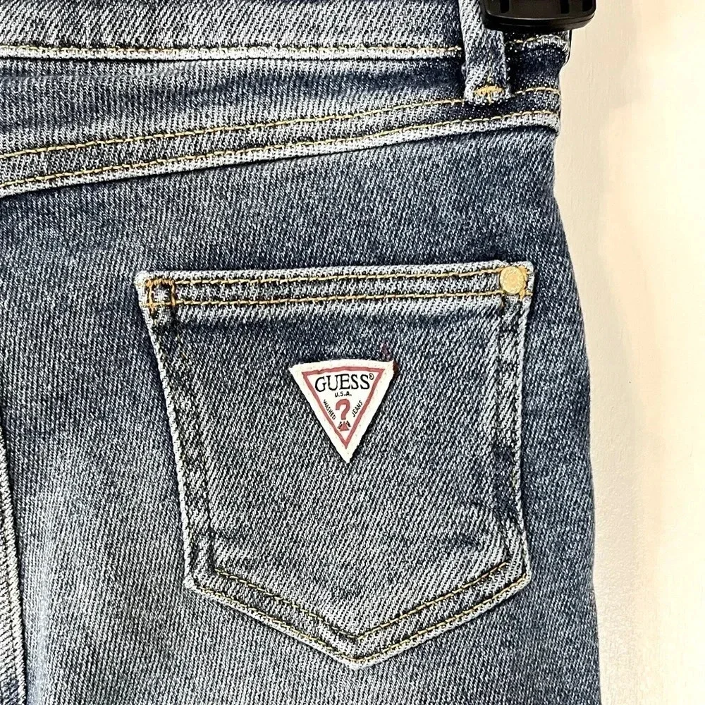 Guess big girls button up front skinny jeans hi waist stretch denim size 7 NWOT